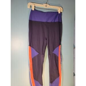 Avia Womens Athletic Leggings Black/Blue/Orange Size S